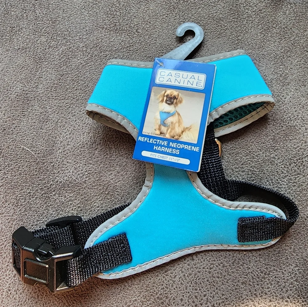 NWT Blue Casual Canine Reflective Neoprene Harness XS (Chest Size 11-13